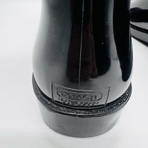 COACH TARA TALL BLACK GLOSSY RUBBER RAIN BOOTS SIZE 11 - Picture 10 of 12